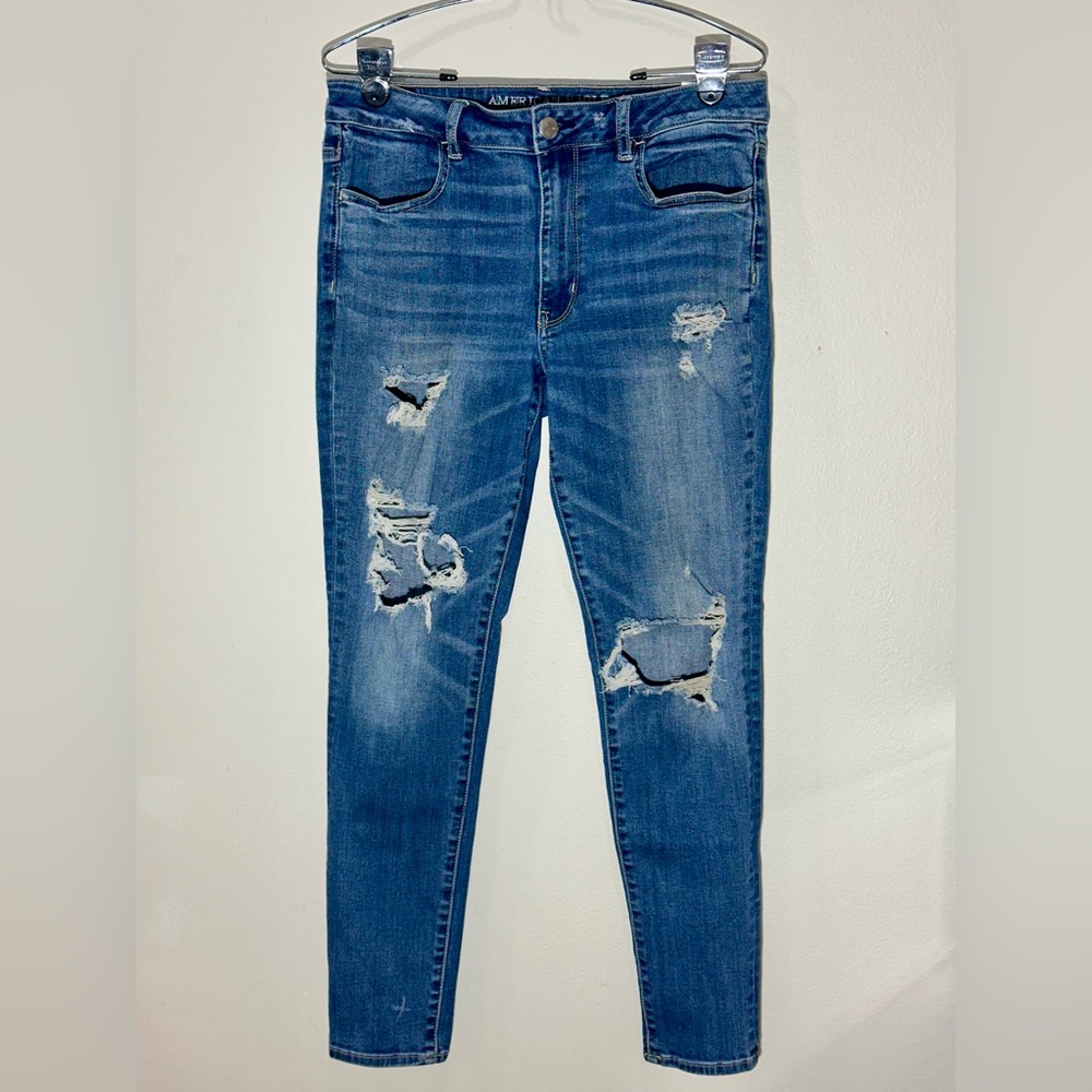 American Eagle Outfitters Super Stretch Distressed Skinny Jeans Sz 12 Reg